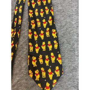 Disney Winnie The Pooh Black Neck Tie Bear Character Print 58" Long Mens